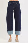 RISEN Slouchy Crop Barrel Cuffed Hem Jeans