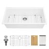 Quartz Kitchen Sink - Workstation Undermount Sink in White Granite Composite, 30' x 19'