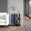 Bar Cart, Two External Shelves, Four Casters, Six Built-In Wine Rack, Single Door Cabinet