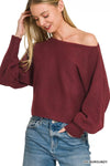 Zenana Boat Neck Balloon Sleeve Sweater