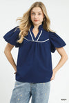 Umgee Textured Puff Sleeve Blouse