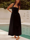 Black Ruched Halter Neck Midi Dress Sleek & Sophisticated Dress For Women