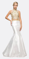 Cinderella Divine 84016 Beaded Bodice 2 Piece Mermaid Gown T-Back