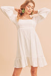 Ruffled Hem Square Neck Balloon Sleeve Mini Dress – Trendy, Feminine & Fashion-Forward Dress for Stylish Occasions