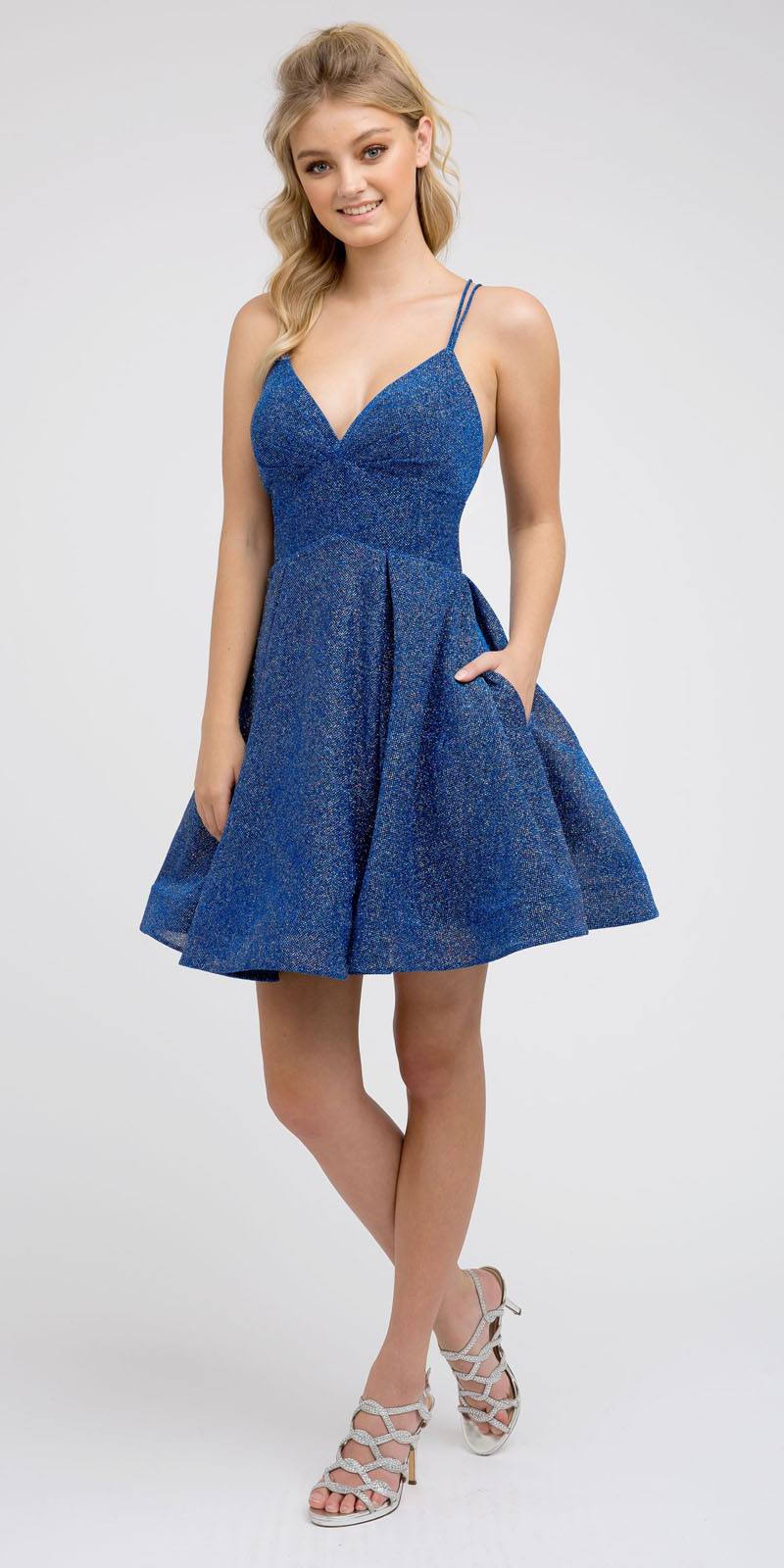 CLEARANCE - Juliet 850 Short V-Neck A-Line Dress with Pockets (Size Small)