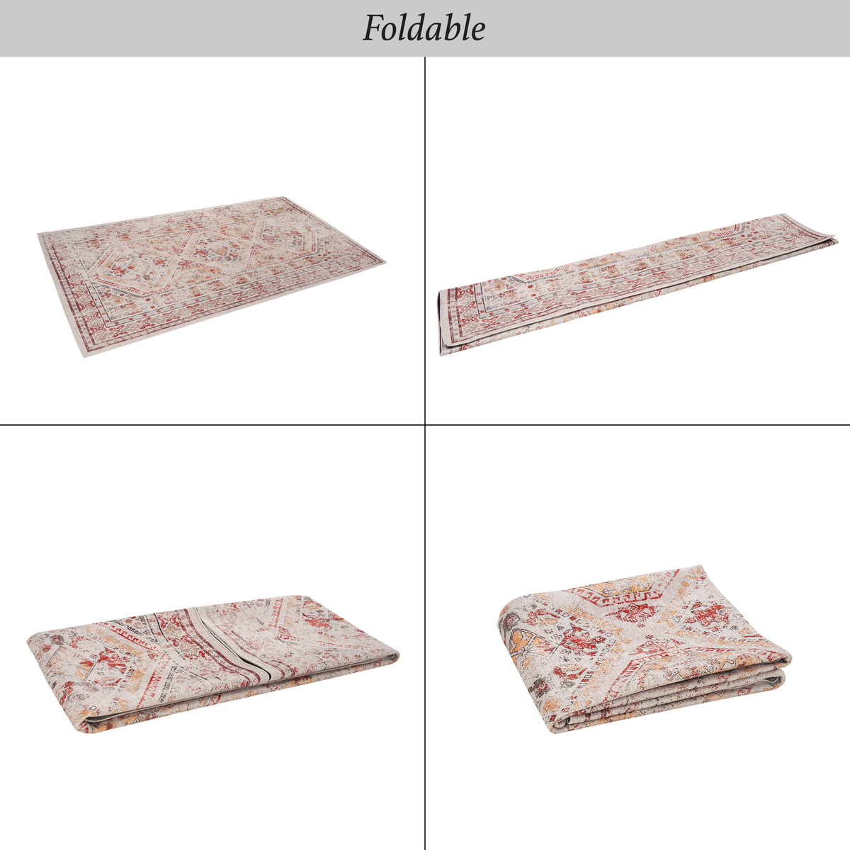 NAAR MAVAL Beige Washable Rug 5x8 Area Rug (Beige, 5' x 8')