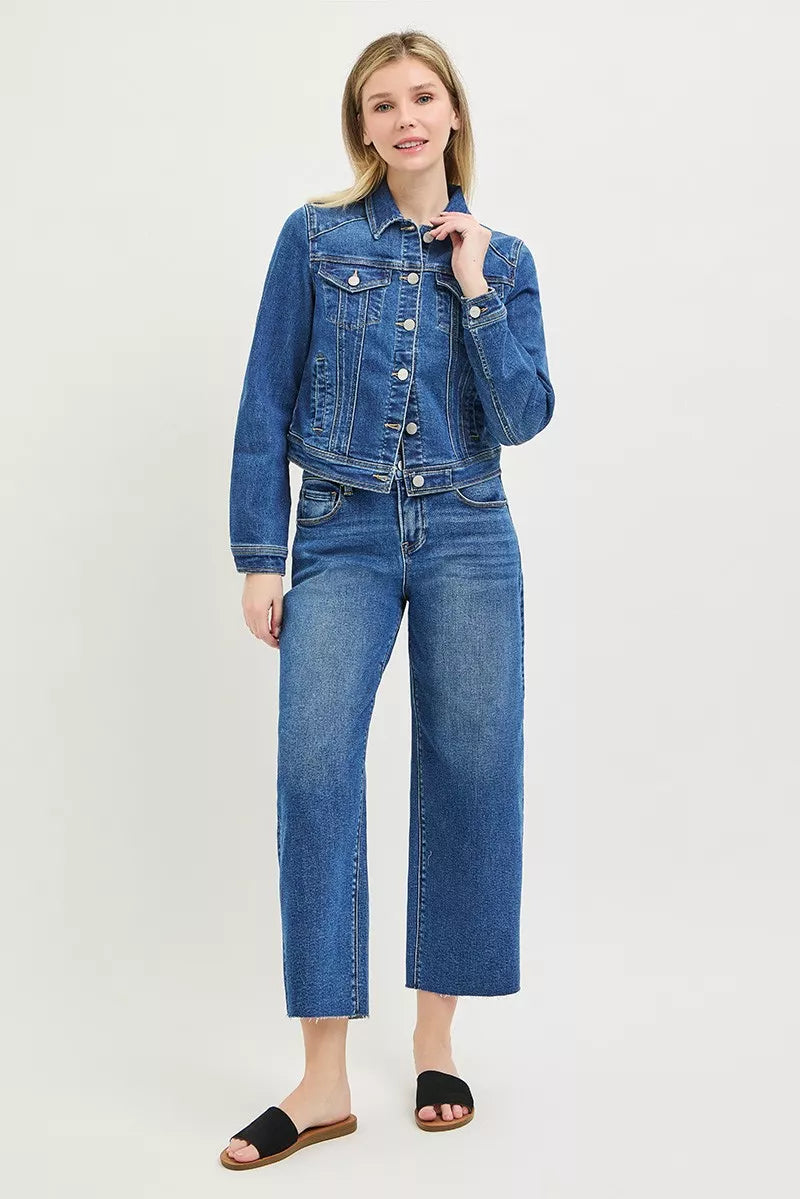 RISEN Basic Fitted Button Down Denim Jacket