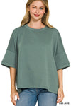 Zenana Full Size Scuba Round Neck Top With Side Slits Plus Size