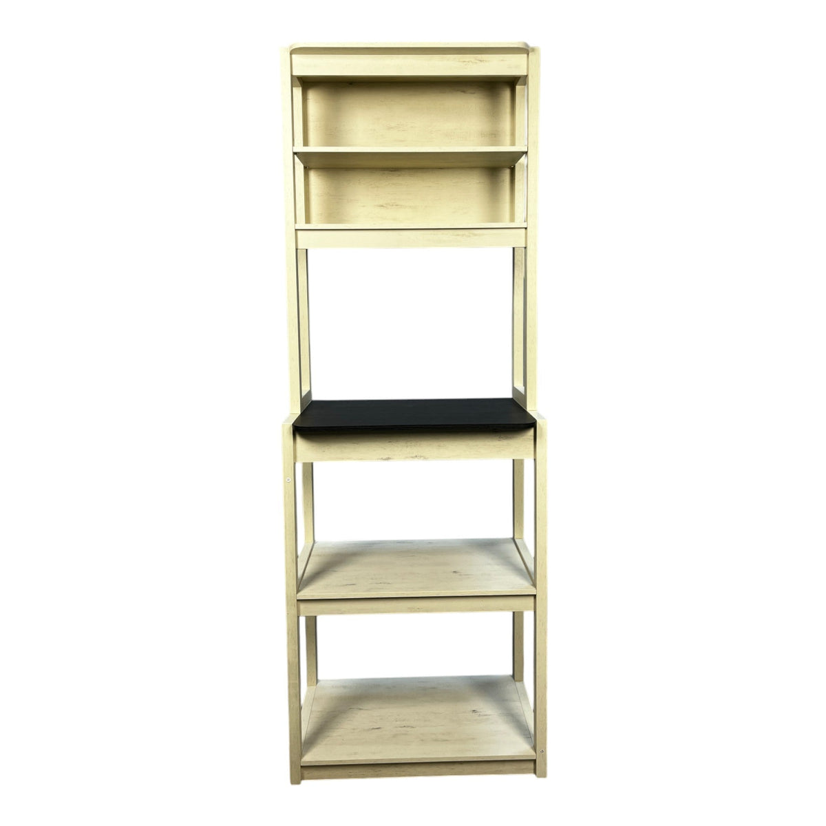 23.62' White and Black color Bakers Rack for Kitchen with Storage, Coffee Bar, 5-Tier Kitchen Shelves, Microwave Stand