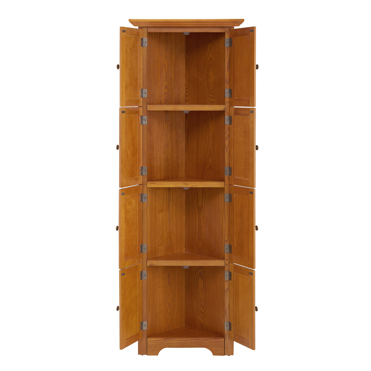 4-Tier 72' Corner Kitchen Pantry Storage Cabinet with 8 Doors Tall Storage Cabinet, Corner Cabinet and Shelves, Home farmhouse bookshelf Cabinet for Bathroom, Living room, Kitchen OAK