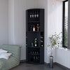 FM FURNITURE Clifton Corner Bar Cabinet, with 5 shelves,Cup Hanger and Eight Built-in Wine Rack, Black