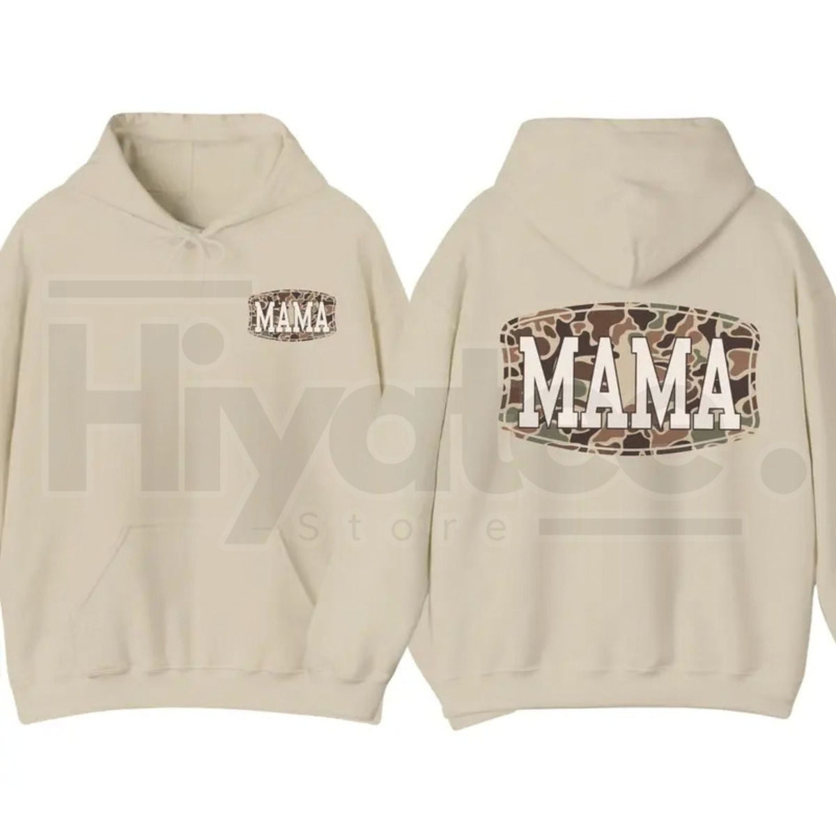 Camo Mama 2-Sided Hoodie – Trendy Camouflage Graphic Pullover, Cool Streetwear Mother’s Day Gift for Moms