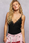 POL Lace Detail V-Neck Ribbed Cami