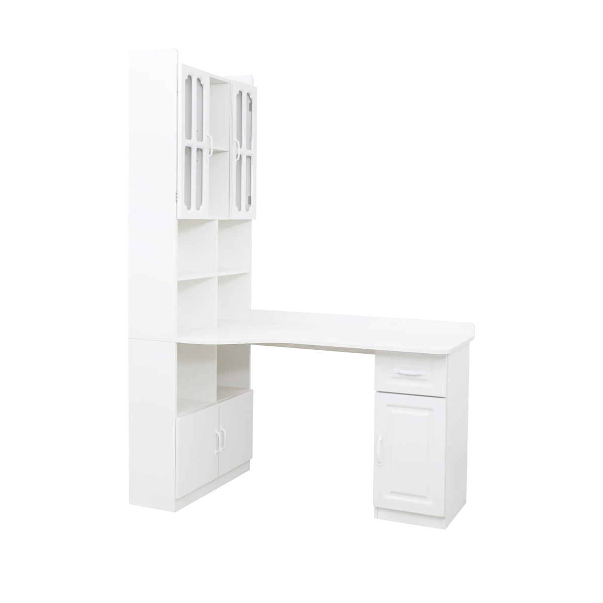 L-Shaped Corner Computer Desk  for Home Office or Study desk, Study Modern Style Table with Drawers, Bookshelf & Hutch, 2-in-1 L-Shaped Design, Large Working Space,white