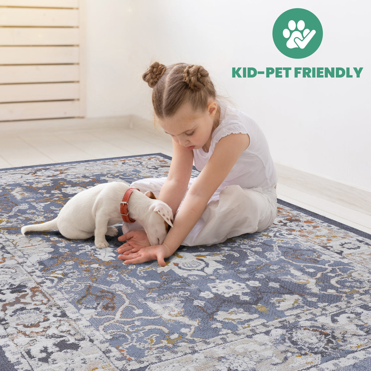 NAAR PAYAS Collection 2X3 Blue / Traditional Doormat Rug
