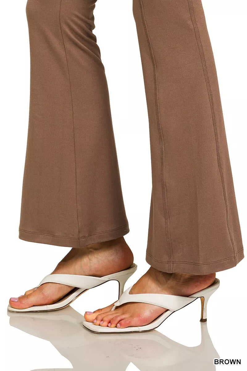 Zenana Brushed Dty Microfiber Flare Pants