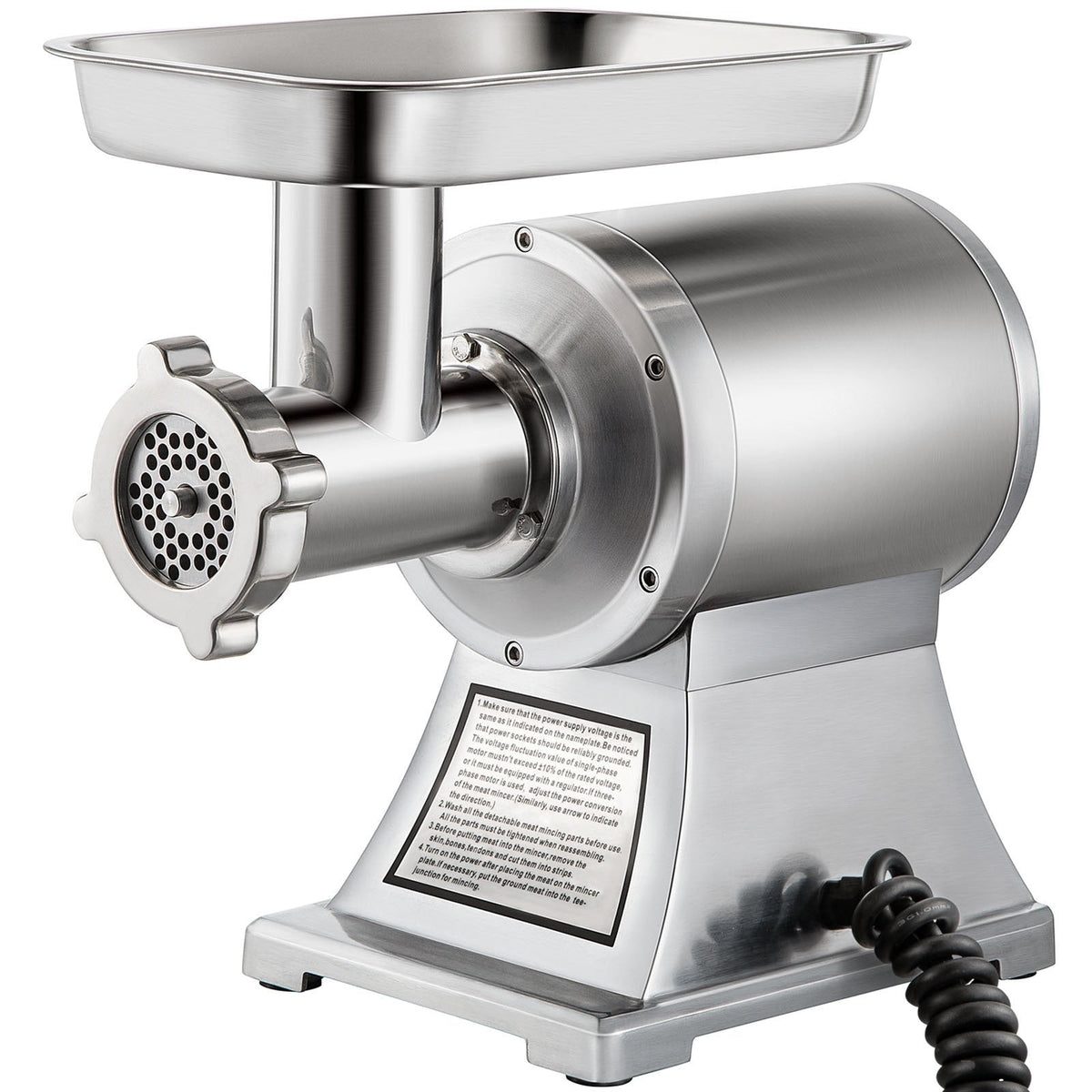 Commercial Meat Grinder,550LB/h 1100W Electric Meat Grinder, 220 RPM Heavy Duty Stainless Steel Industrial Meat Mincer w/2 Blades, Grinding Plates & Stuffing Tubes