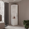 FM FURNITURE Page Corner Bar Cabinet with Wine Storage and Glass Rack. White