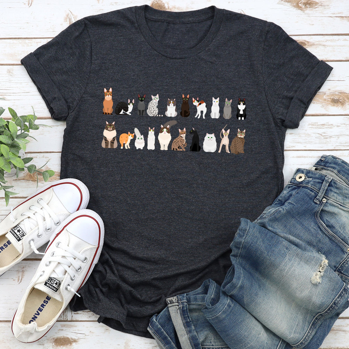 Cat Lovers Illustration Of Cat Breeds And Pet Animals In Bold Graphics Graphic Tee