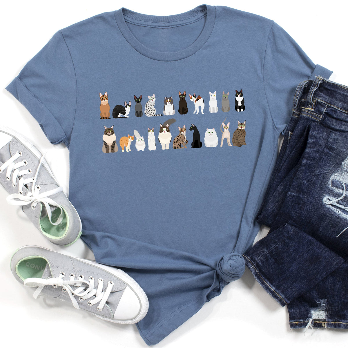 Cat Lovers Illustration Of Cat Breeds And Pet Animals In Bold Graphics Graphic Tee