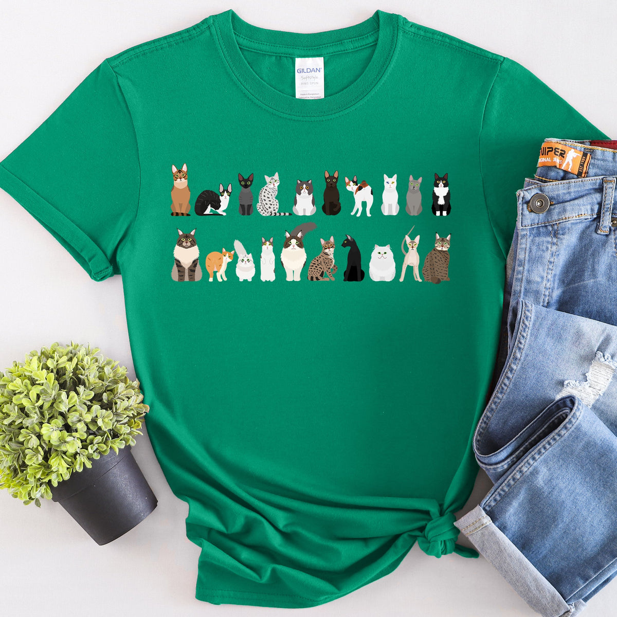 Cat Lovers Illustration Of Cat Breeds And Pet Animals In Bold Graphics Graphic Tee