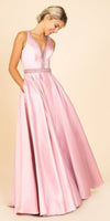 CLEARANCE - Eureka 9010 Embellished Long Prom Dress V-Neck with Pockets (Size L)