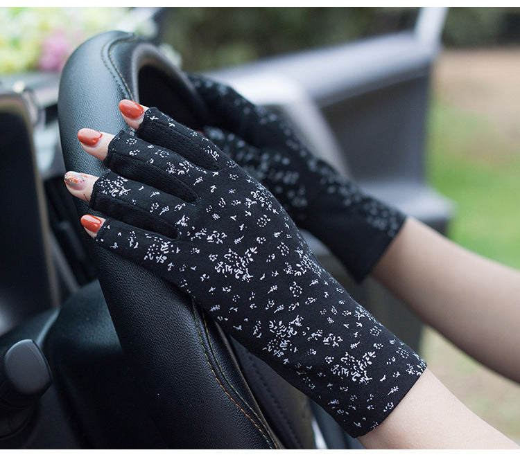 Summer Sun Protection Half Finger Gloves UV Protection Ultra-thin Driving