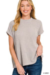 Zenana Chenille Waffle Cap Sleeve Sweater