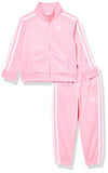 adidas Little Girls Zip Front Classic Tricot Jacket and Joggers Set Light Pink 6X