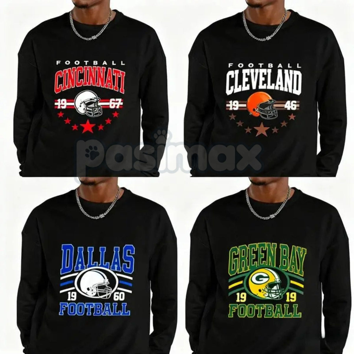 90s All Team Football Sweatshirt – Vintage 1960s Retro Fan Crewneck
