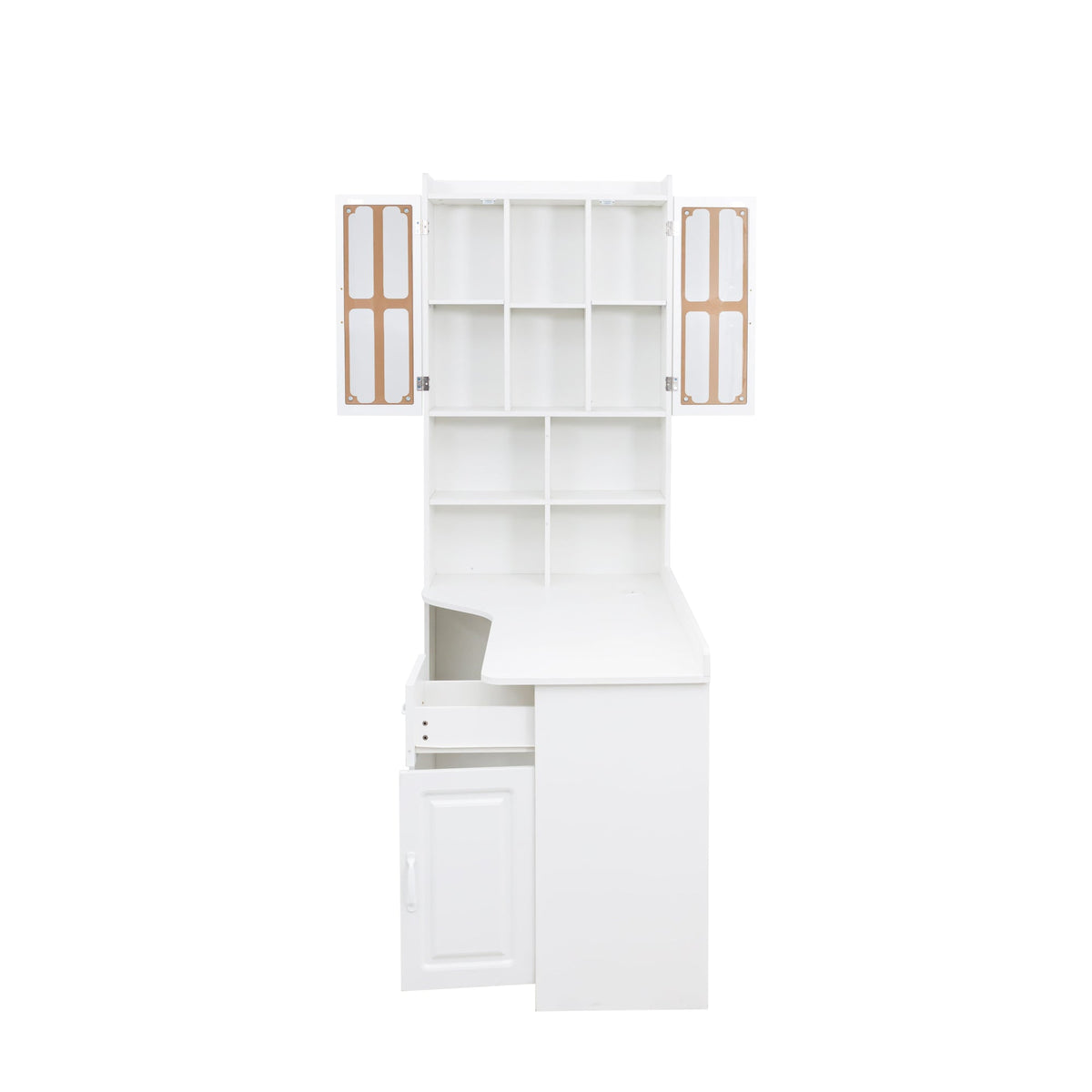 L-Shaped Corner Computer Desk  for Home Office or Study desk, Study Modern Style Table with Drawers, Bookshelf & Hutch, 2-in-1 L-Shaped Design, Large Working Space,white