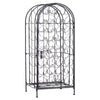 HOMCOM 35 Bottle Wrought Iron Wine Rack Cabinet with Lock - Black