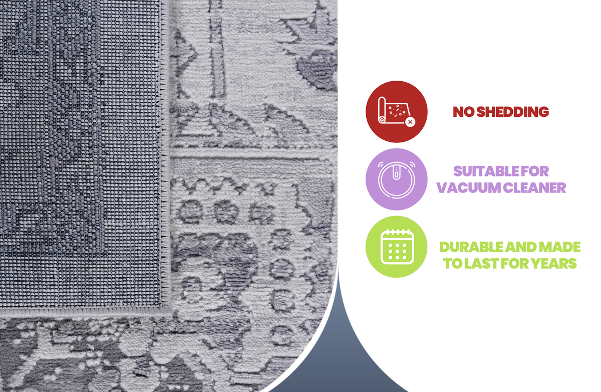 NAAR MARFI Collection 2X3 Silver / Oriental Doormat Rug