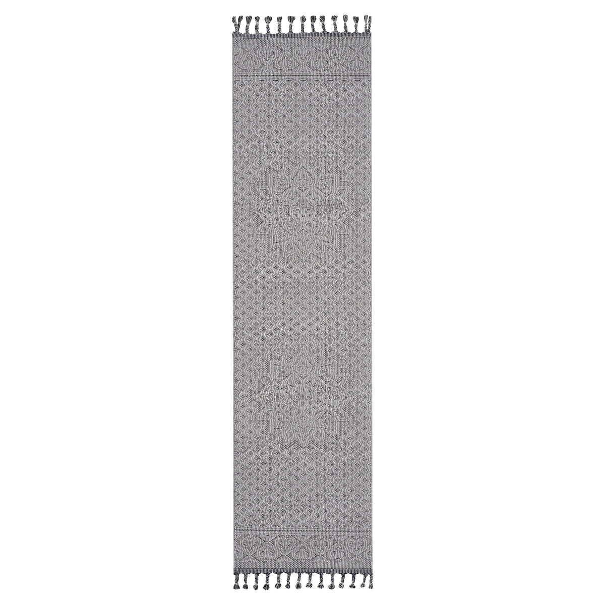 NAAR Guros Collection 2X8 White / Ivory / Medallion Indoor / Outdoor Runner Rug