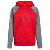 adidas Boys Pullover Hoodie Poly Hooded Sweatshirt Better Scarlet Red Heather