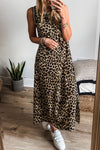 Luxury Leopard Print Sleeveless Maxi Dress Modern & Trendy Statement Piece Charming Dress
