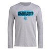 adidas Mens Long Sleeve Pre-Game T-Shirt Medium Grey Heather/Charlotte Fc Small