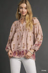 Umgee Floral Boho Peasant Blouse