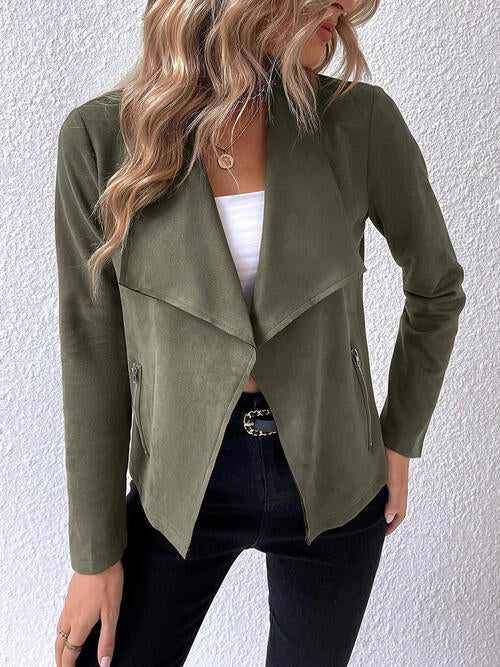 Classic Minimalist Collared Long Sleeve Jacket for Women – Minimalist & Lightweight Everyday Outerwear