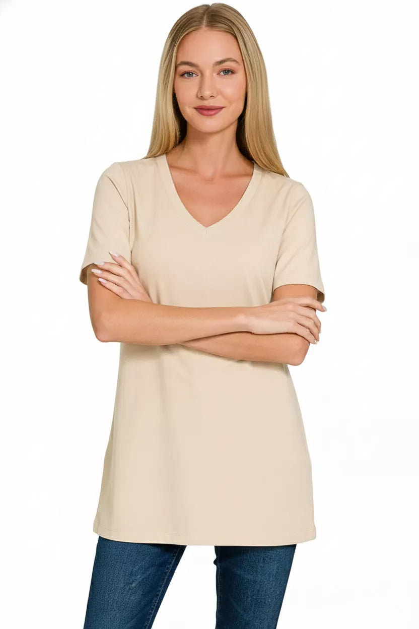 Zenana V-Neck Short Sleeve T-Shirt