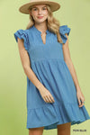 Umgee Ruffle Sleeve Babydoll Dress