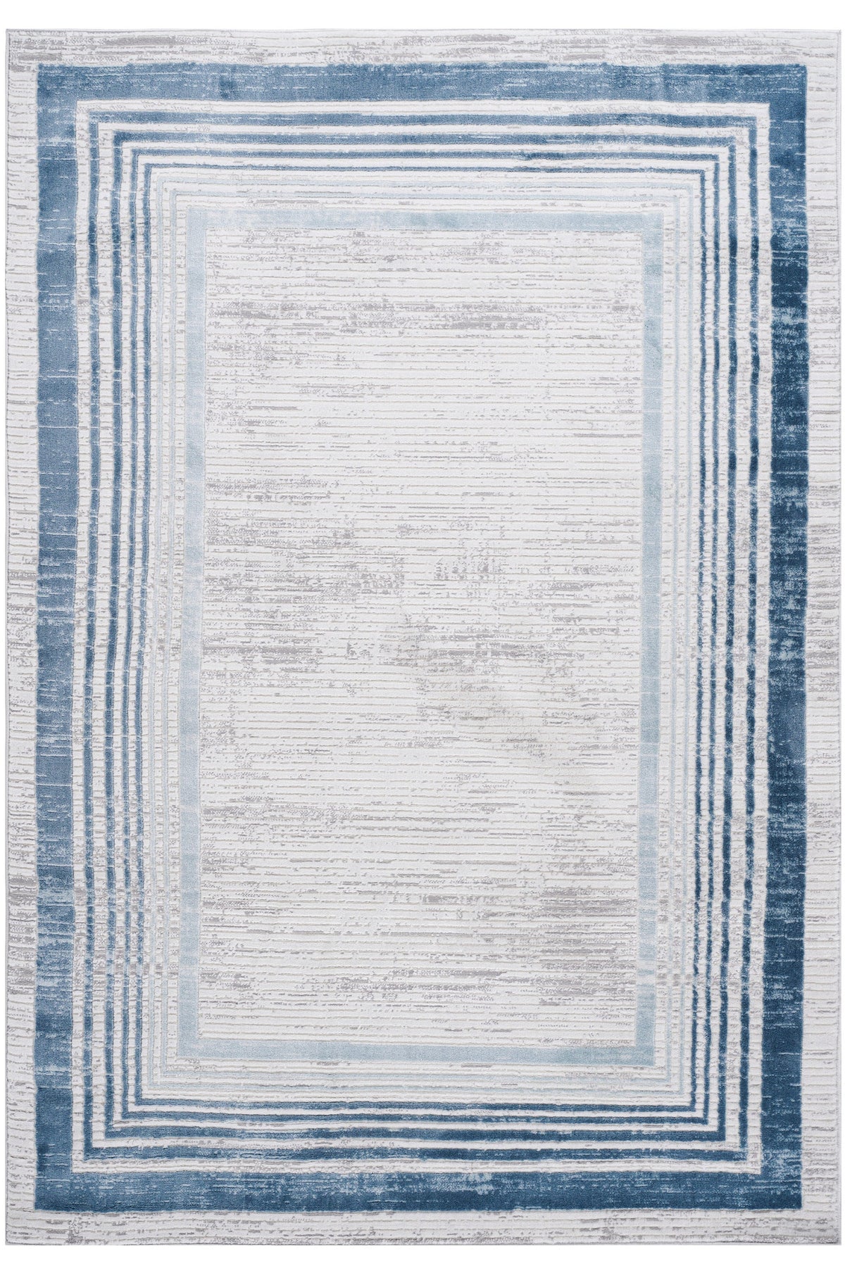 NAAR MARFI Collection 5X7 Blue / Ivory / Bordered Area Rug