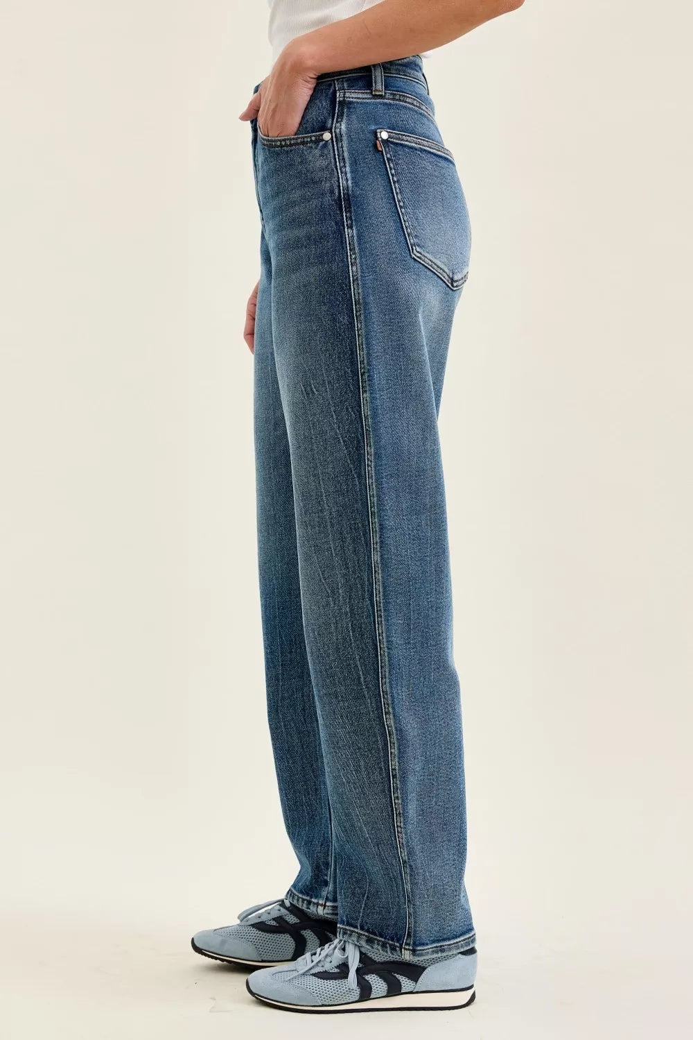 Judy Blue High Waist R.m. "Marlow" Arc Dk Time Weathered Indigo Jeans