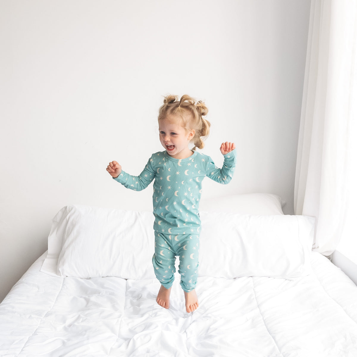 LONG SLEEVE 2 PIECE SETS- Moon + Stars Ribbed