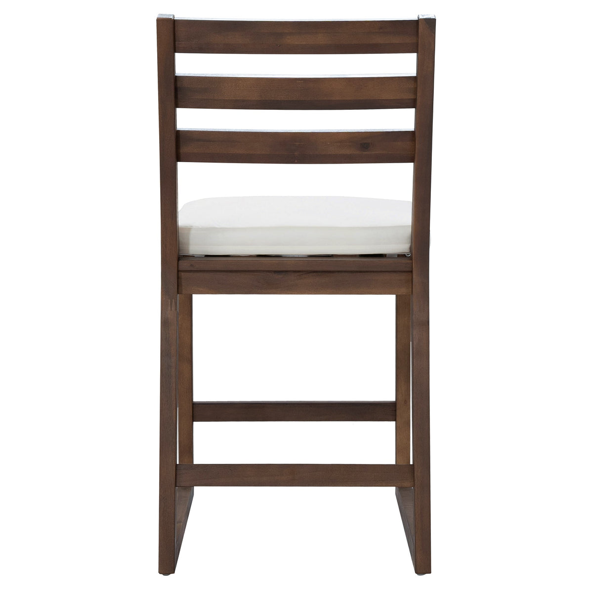TREXM Rustic Patio Bar Set with Ergonomic Chairs, Solid Wood Slatted Tabletop in Mocha+Beige Cushion