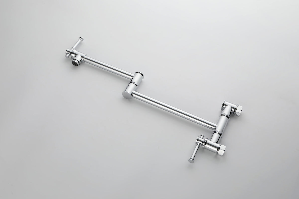 Wall mounted Pot Filler Faucet, Modern Brass Pot Filler Two-Attachment Wall Mount Folding Kitchen Pot Filler Swing Arm
