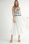 Crochet Stripe Knit Eyelet Mix Midi Dress – Crochet Midi Dress, Stripe Knit Dress, Eyelet Mix Dress, Trendy Midi Dress, Versatile Midi Dress