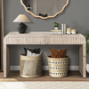 59'' Vintage Crafted Entryway Table,Two Hidden Handle Drawers,Farmhouse Console Table ,Easy Assembly,for Entrance & Dinning Room & Living Room & Hallway (Natural Wood)