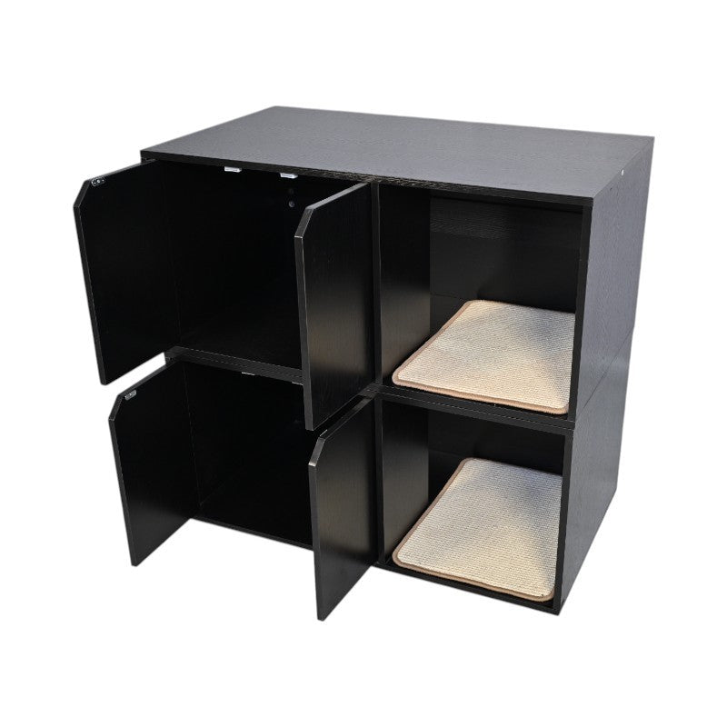35.83' Cat Litter Box Enclosure Hidden Furniture (Scratch Pad Included), Modern Black Cat House with Corrugated Cardboard Scratching Pad - 35.83' x 20.47' x 17.05', 52 lbs
