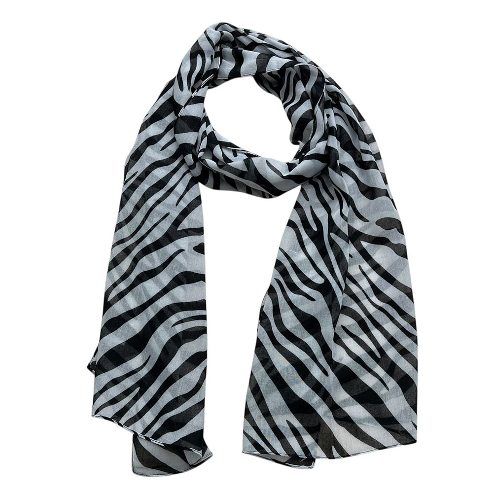 Lightweight Sheer Scarf ,Black White Monochrome Geometric Printed Modern Looks Scarf For Women And Men (See size chart where applicable)